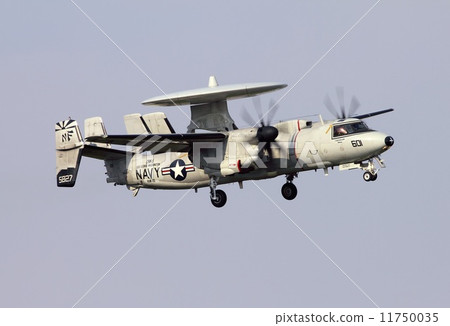 US Navy carrier aircraft flying in blue sky Flight E-2C Hawkeye Early Warning aircraft 11750035