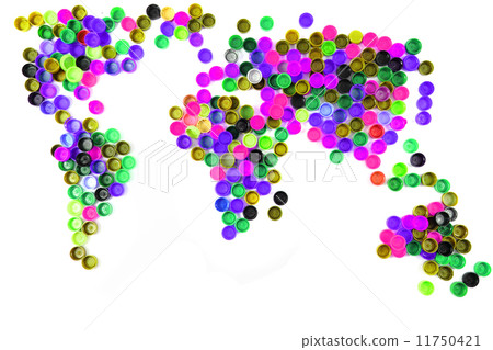 world map from plastic caps 11750421