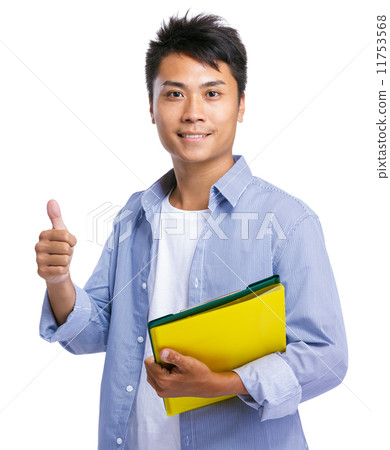 Man hold file and thumb up Man hold file and thumb up 11753568