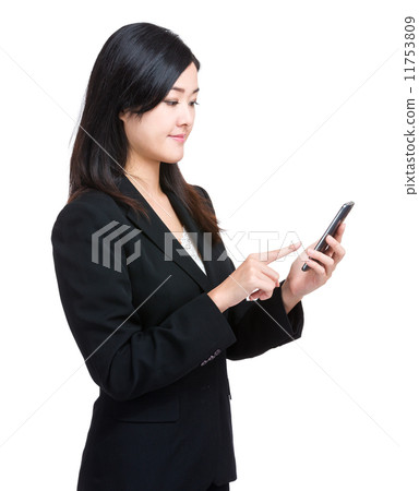 Business woman finger touch on mobile phone 11753809