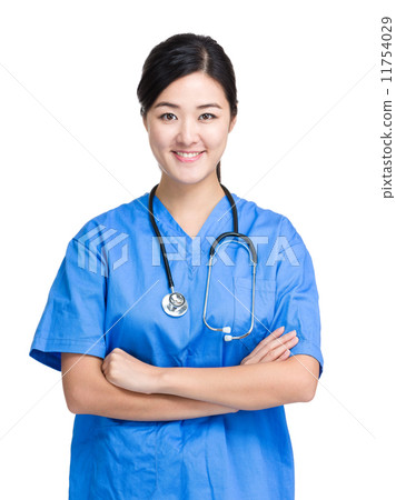 Woman in blue medical suit Woman in blue medical suit 11754029