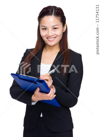 Business secretary with clipboard and pen 11754131