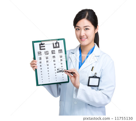 Asian Female Doctor with eyechart 11755130