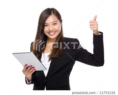 Asian business woman with tablet and thumb up Asian business woman with tablet and thumb up 11755238