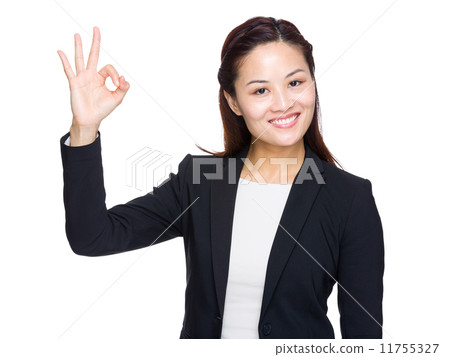 Asian business woman with ok sign 11755327