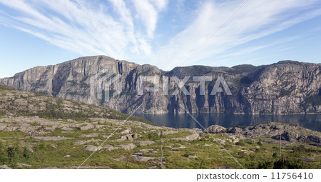 Preikestolen seen from the other side of Lysefjorden (Norway) 11756410