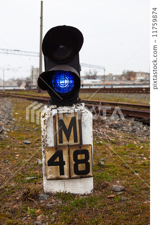 Railway semaphore shows blue signal Railway semaphore shows blue signal 11759874