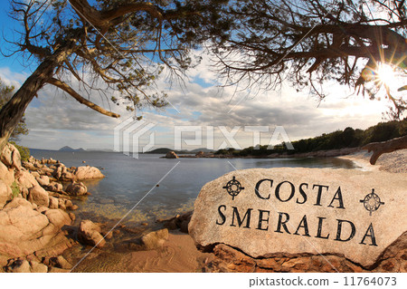 Sardinia coast with famous part of Costa Smeralda with amazing beaches in Italy 11764073