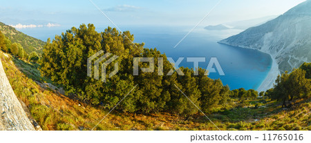 Top morning view of Myrtos Beach (Greece,  Kefalonia). 11765016