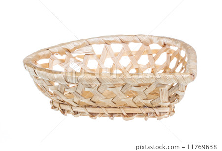 Wickerwork empty yellow breadbasket on white background 11769638