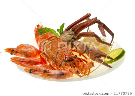 Spiny lobster, shrimps, crab legs and rice 11770759