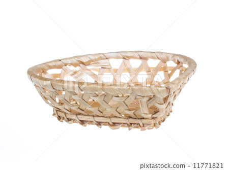 Wickerwork empty yellow breadbasket on white background 11771821