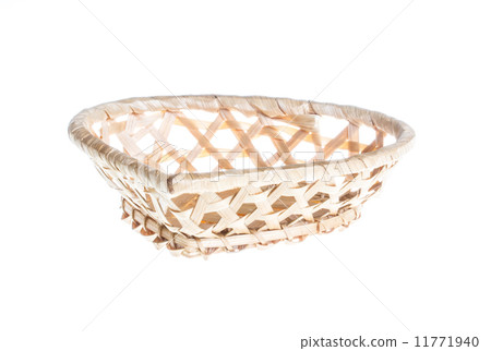 Wickerwork empty yellow breadbasket on white background Wickerwork empty yellow breadbasket on white background 11771940