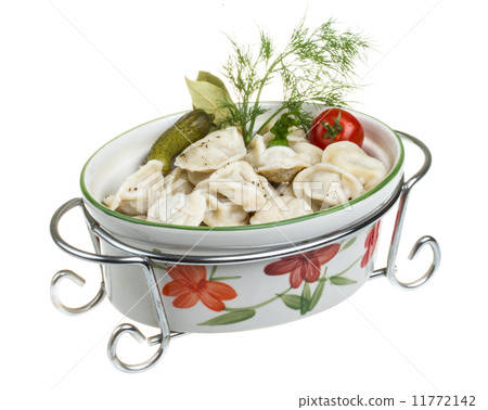 Bowl with traditional russian dish - pelmeni Bowl with traditional russian dish - pelmeni 11772142