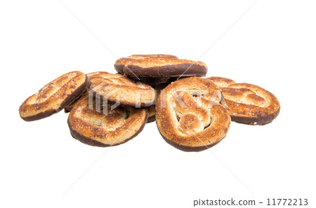 Heap of delicious cookies isolated on white background 11772213