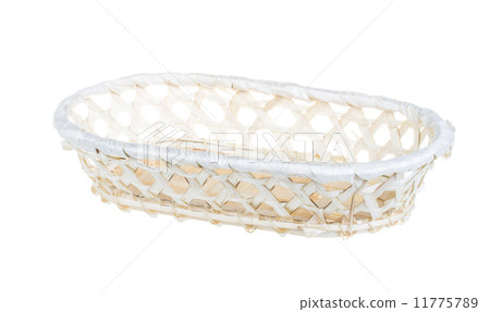 Wickerwork empty yellow breadbasket on white background 11775789