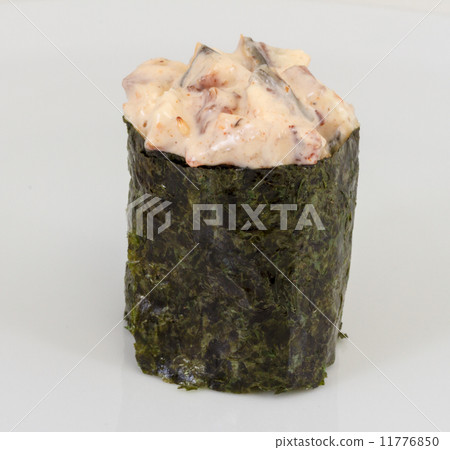 spice sushi unagi with sauced slices of smoked Eel isolated on w spice sushi unagi with sauced slices of smoked Eel isolated on w 11776850