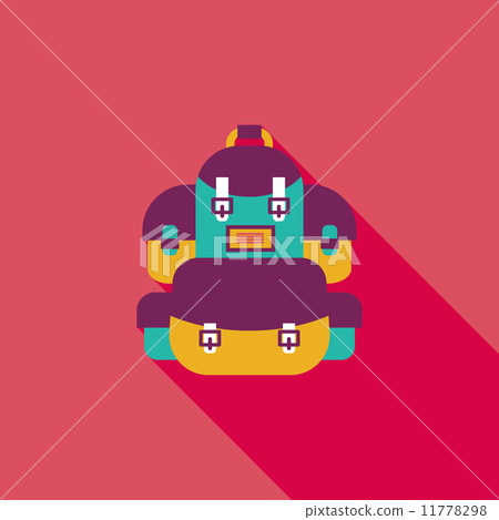 backpack flat icon with long shadow - Stock Illustration [11778298] - PIXTA