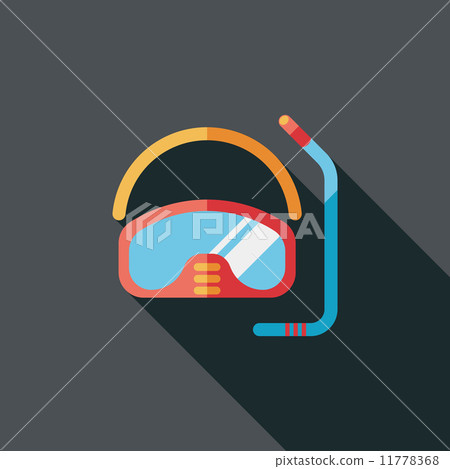 Mask and snorkel flat icon with long shadow 11778368