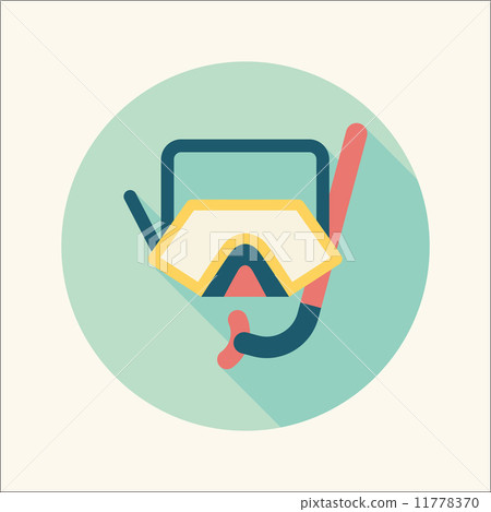 Mask and snorkel flat icon with long shadow Mask and snorkel flat icon with long shadow 11778370