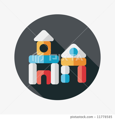 brick house flat icon with long shadow - Stock Illustration [11778585 ...