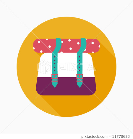 Backpack flat icon with long shadow - Stock Illustration [11778623] - PIXTA