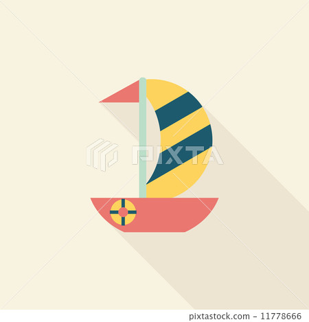Sailboat flat icon with long shadow - Stock Illustration [11778666] - PIXTA