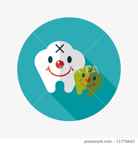 Tooth Flat style Icon with long shadows 11778683