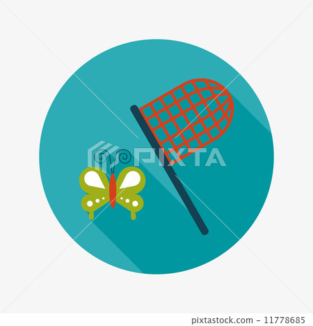 butterfly net flat icon with long shadow 11778685