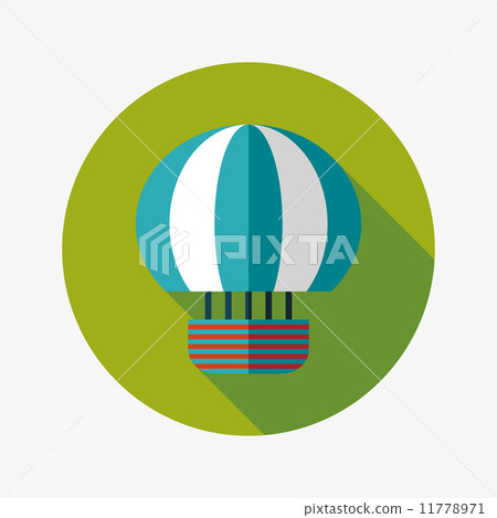 Hot Air Balloon flat icon with long shadow - Stock Illustration ...