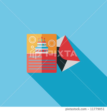 Happy birthday card flat icon with long shadow,eps10 11779051