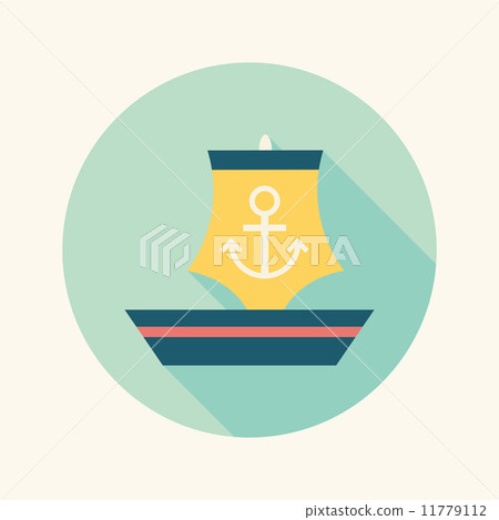 Sailboat flat icon with long shadow - Stock Illustration [11779112] - PIXTA