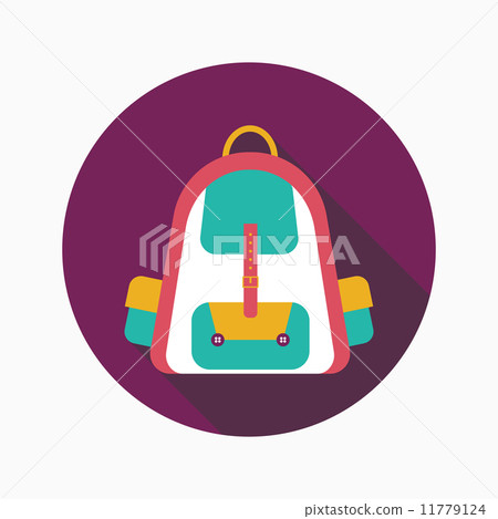 Backpack flat icon with long shadow - Stock Illustration [11779124] - PIXTA