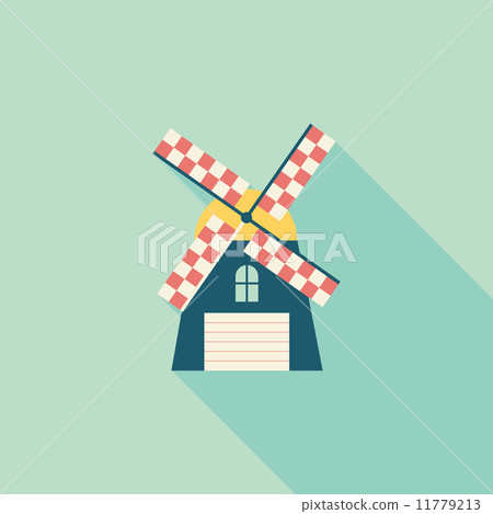 windmill flat icon with long shadow - Stock Illustration [11779213] - PIXTA