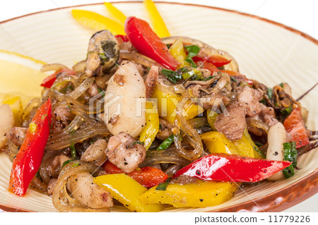 Asian spicy seafood noodle 11779226