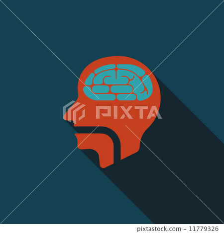 brain flat icon with long shadow 11779326