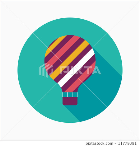 Hot Air Balloon flat icon with long shadow - Stock Illustration ...