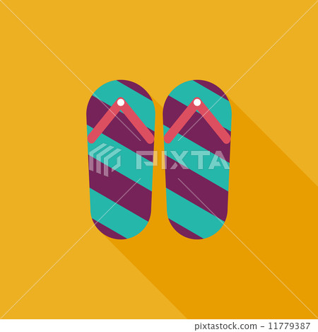 flip flop flat icon with long shadow - Stock Illustration [11779387 ...