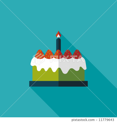 birthday cake flat icon with long shadow,eps10 - Stock Illustration ...