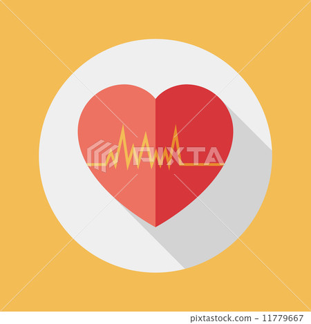 ECG Flat style Icon with long shadows 11779667