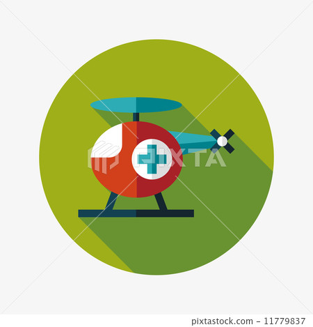 Medical helicopter flat icon with long shadow 11779837