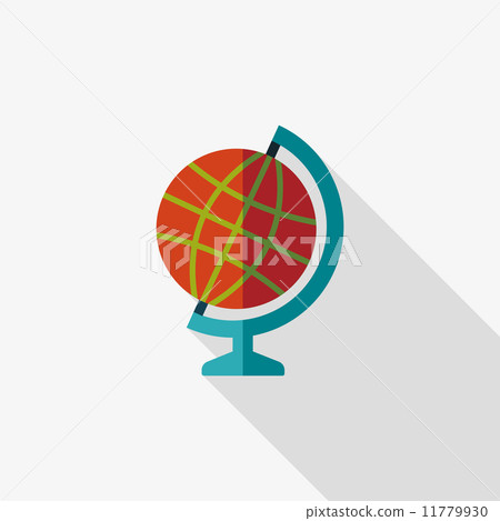 globe icon, flat icon with long shadow - Stock Illustration [11779930 ...