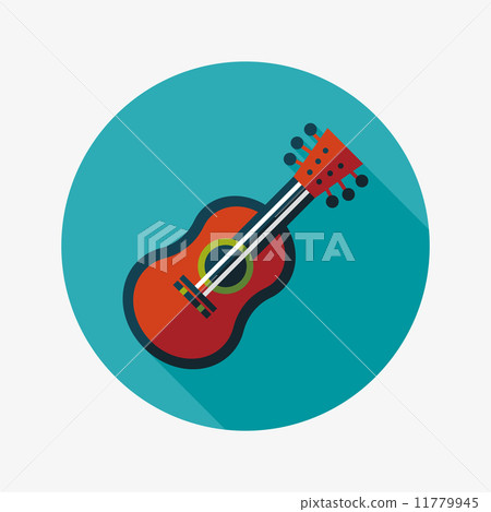 guitar flat icon with long shadow 11779945