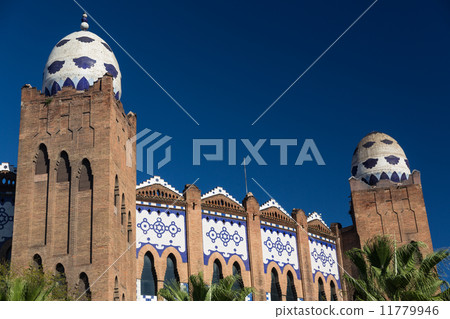 Barcelona bullring La Monumental mosaic egg detail in Gran via Barcelona bullring La Monumental mosaic egg detail in Gran via 11779946