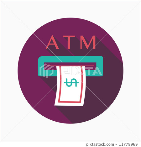 atm flat icon with long shadow 11779969