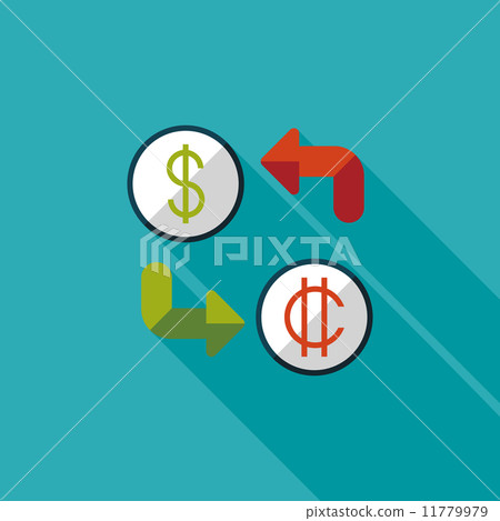 Currency exchange flat icon with long shadow 11779979