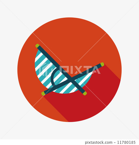 Lounger Beach Sunbed Chair flat icon with long shadow 11780185