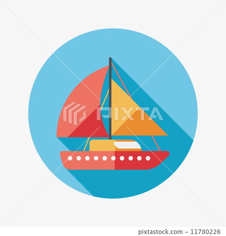 Sailboat flat icon with long shadow - Stock Illustration [11780226] - PIXTA