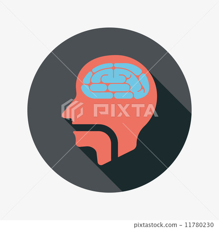 brain flat icon with long shadow 11780230