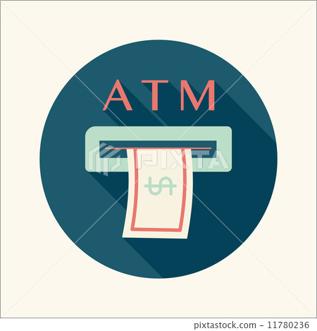 atm flat icon with long shadow 11780236